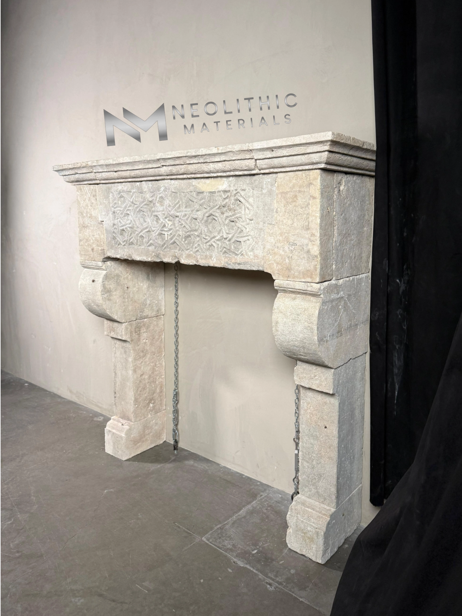 Reclaimed Limestone Fireplace - Image 2